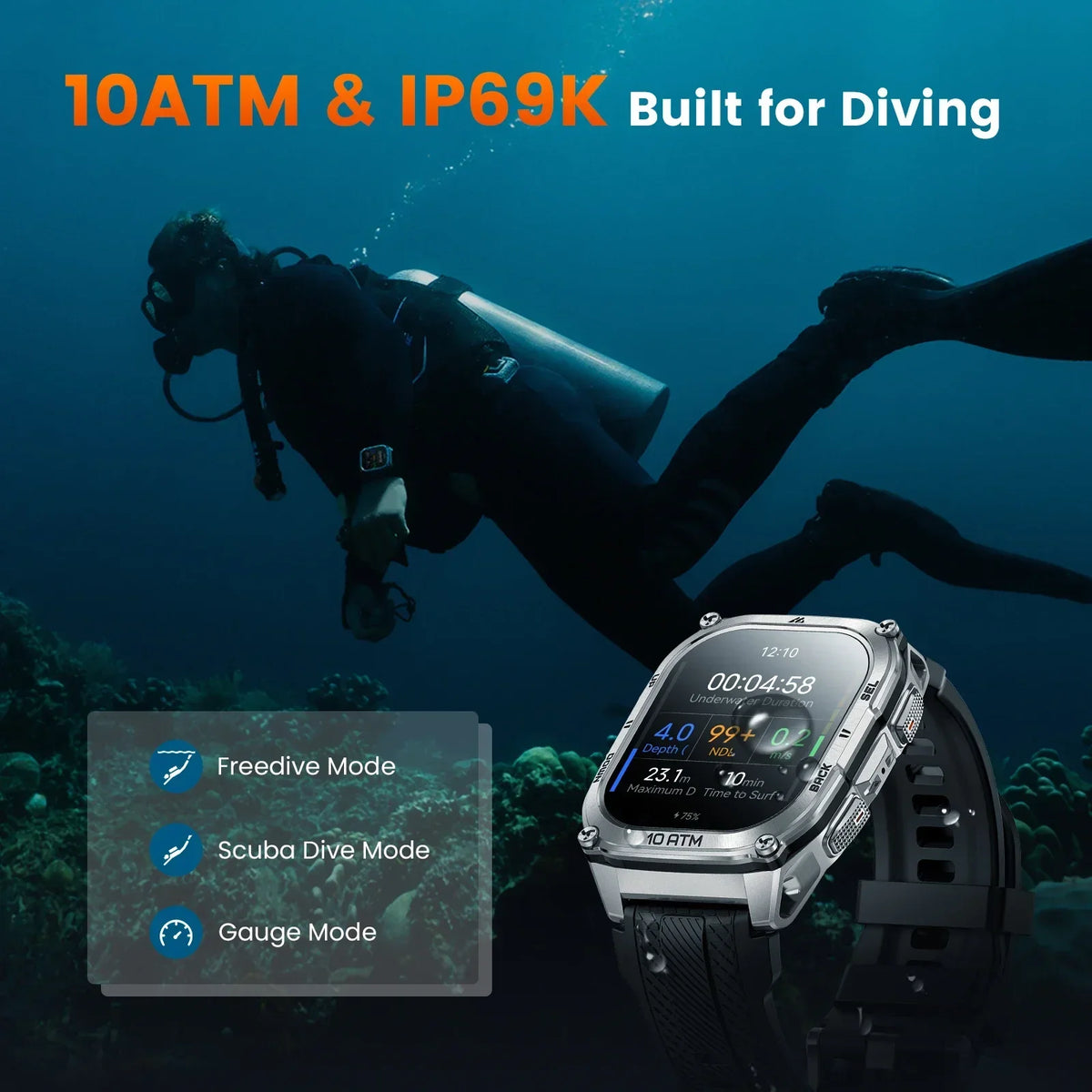 KOSPET Tank M4 Smart Watch GPS Offline Maps Health Monitor