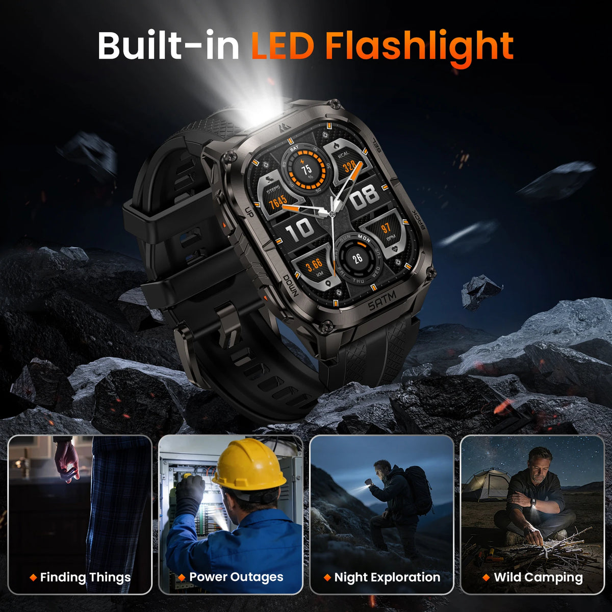 Kospe Tank M4C GPS Smartwatch For Men 5ATM Waterproof