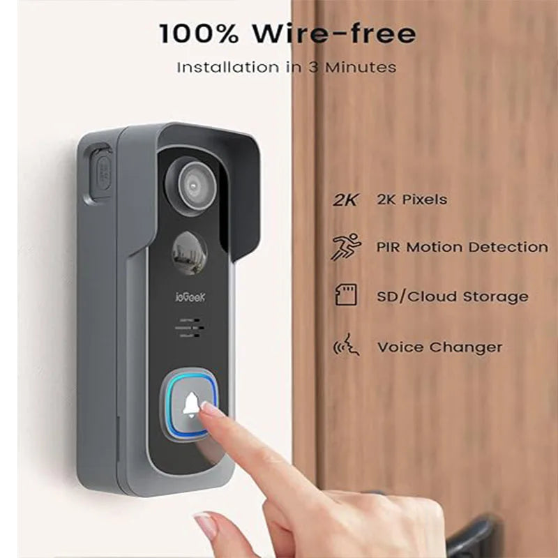 Iegeek 2K Wireless Video Doorbell With Chime And Ai Motion Detection