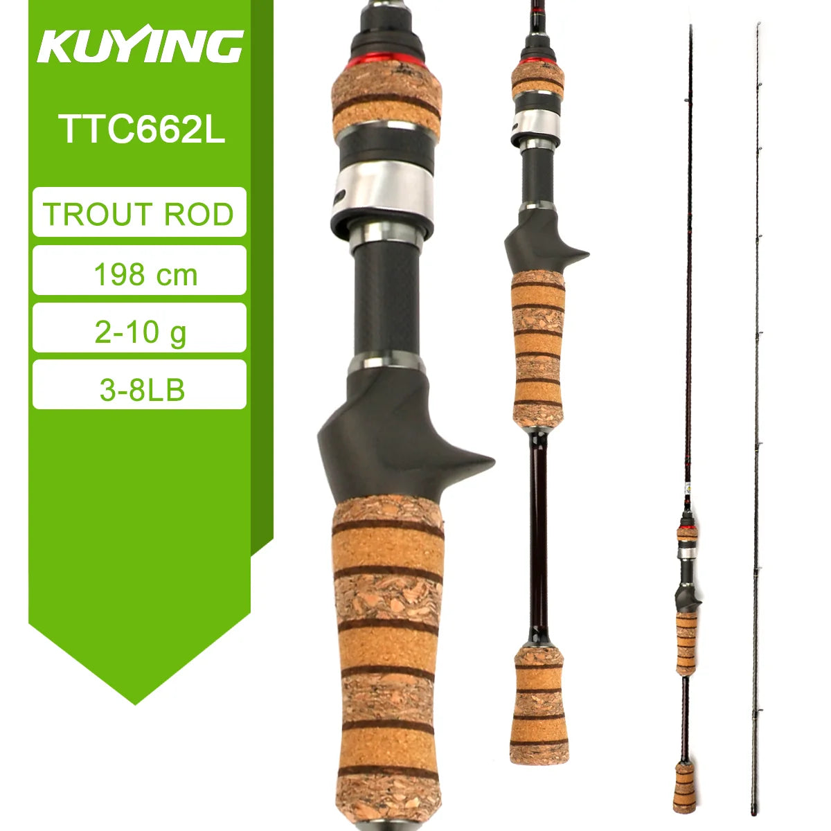 Kuying Fast Carbon Fiber Spinning Casting Lure Rod Graphite Construction