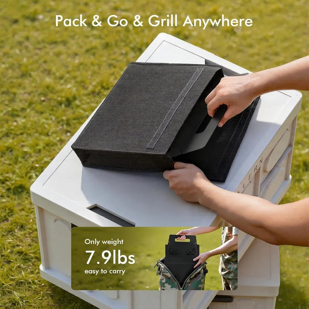 XIUWO Folding Portable Charcoal Grill With Carry Bag Outdoor Cooking