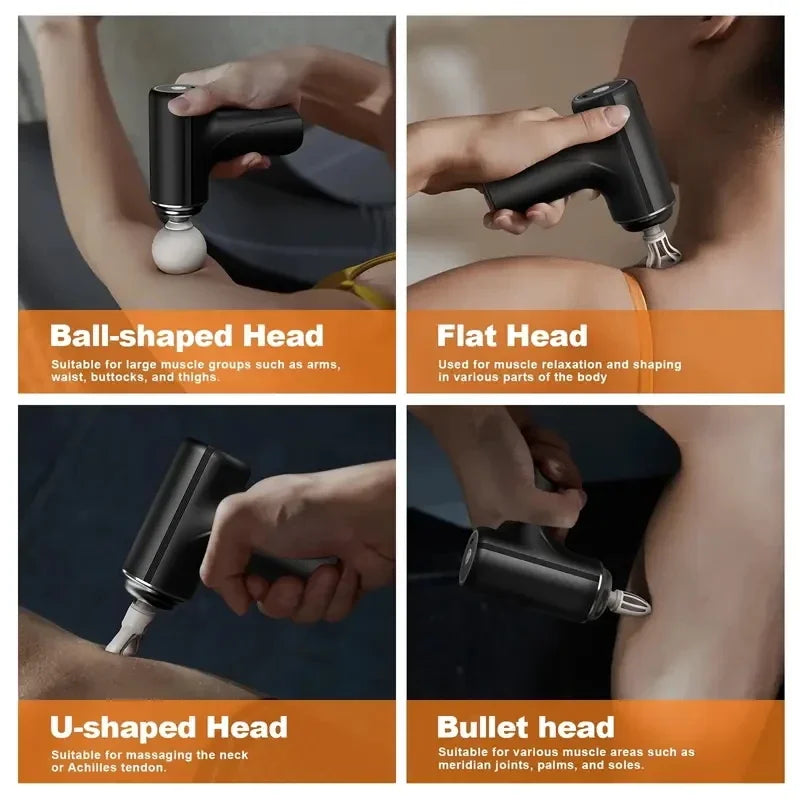 Portable Fascia Massage Gun With 4 Heads And 6 Speeds