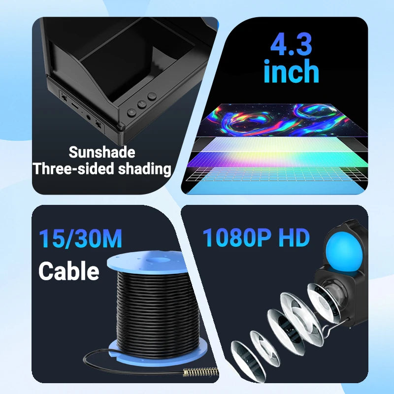 IP68 Underwater Fishing Camera With Monitor Portable Night Vision Depth