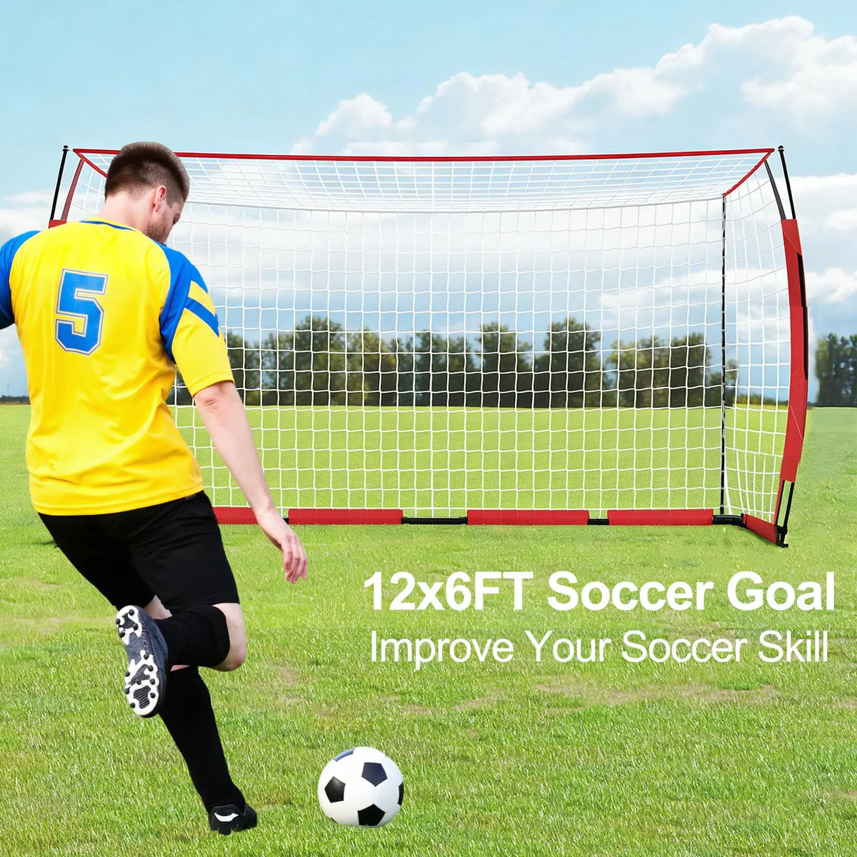 HiMISS Portable Soccer Goal With Foldable Metal Frame And Bag