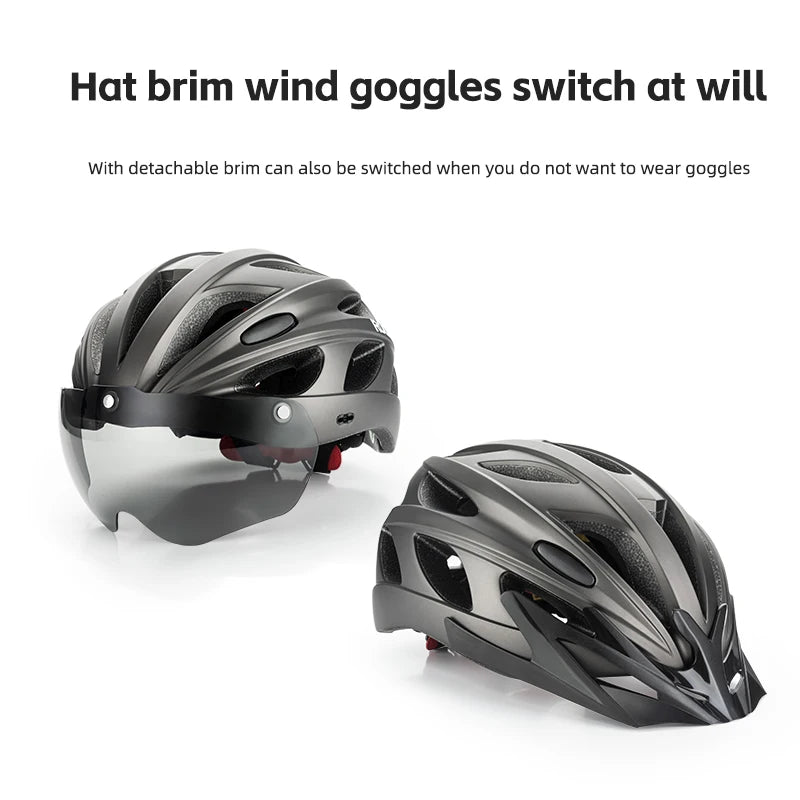 ROCKBROS Cycling Helmet With Integrated Goggles For MTB And Road