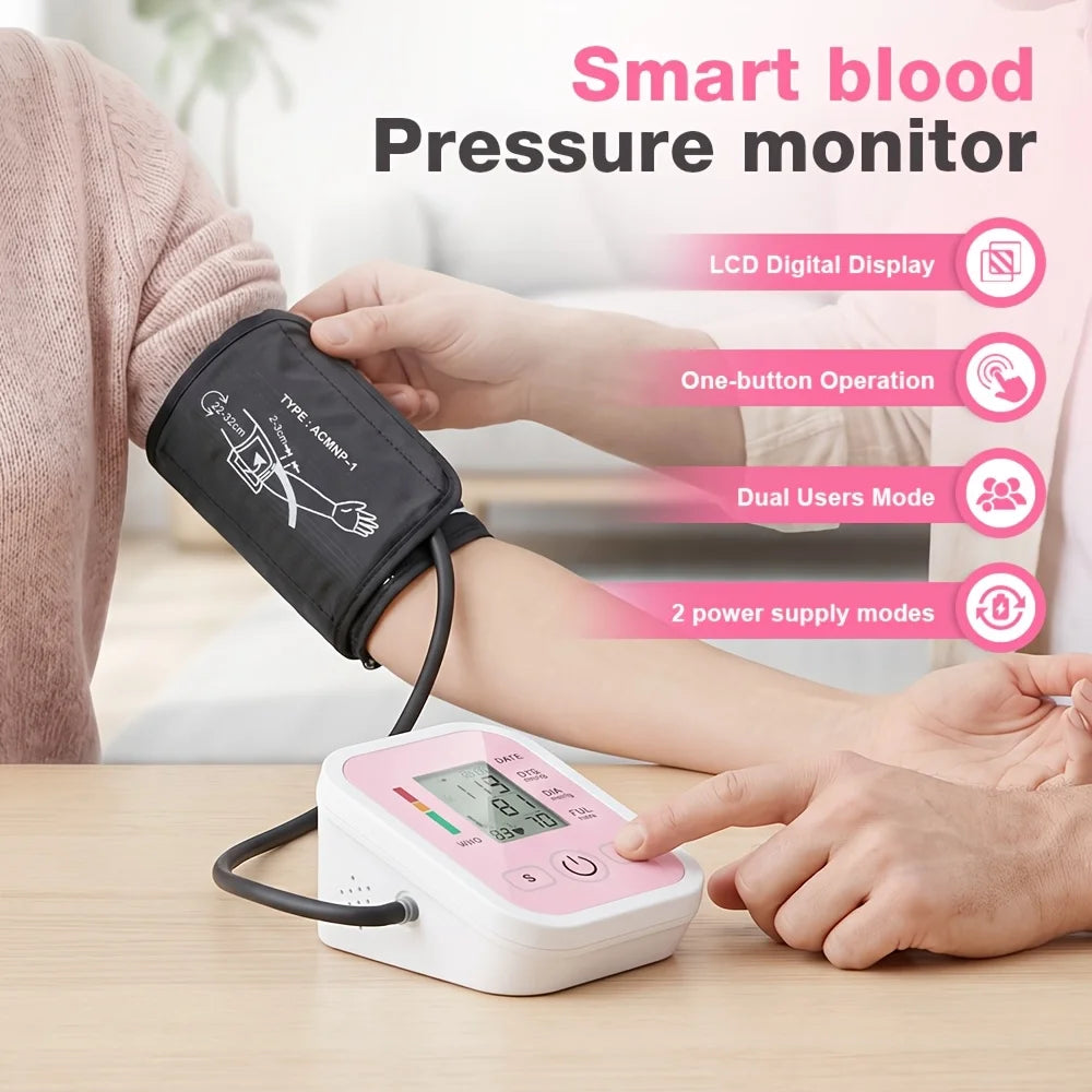 Upper Arm Blood Pressure Monitor With Digital Heart Rate LCD
