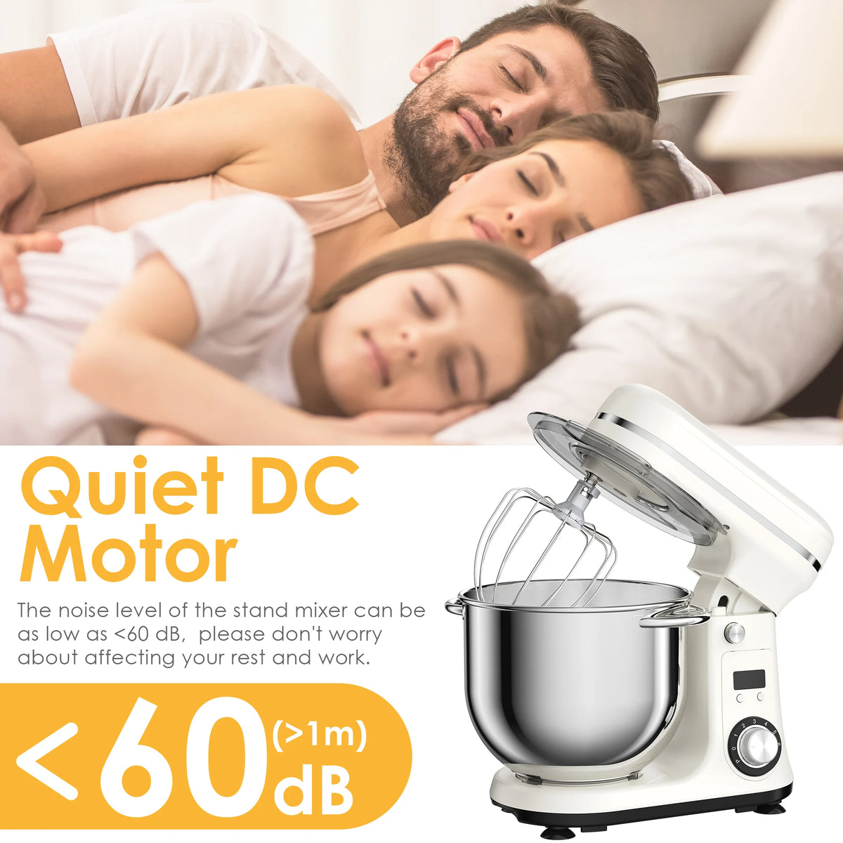 Biolomix 6 Speed Kitchen Stand Mixer Quiet Motor Electric Kneader