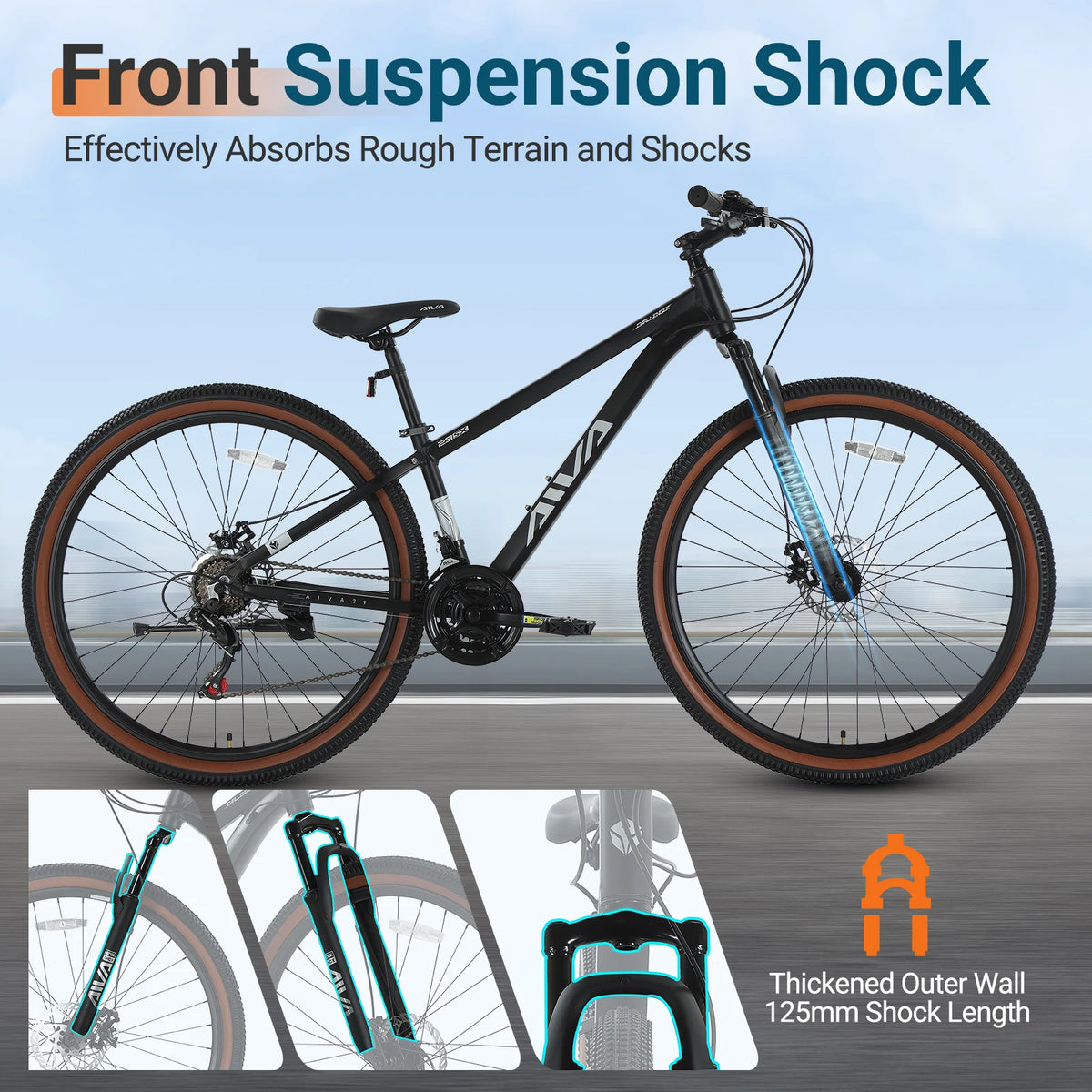 AIVA Hardtail Mountain Bike Aluminum Frame With Disc Brakes