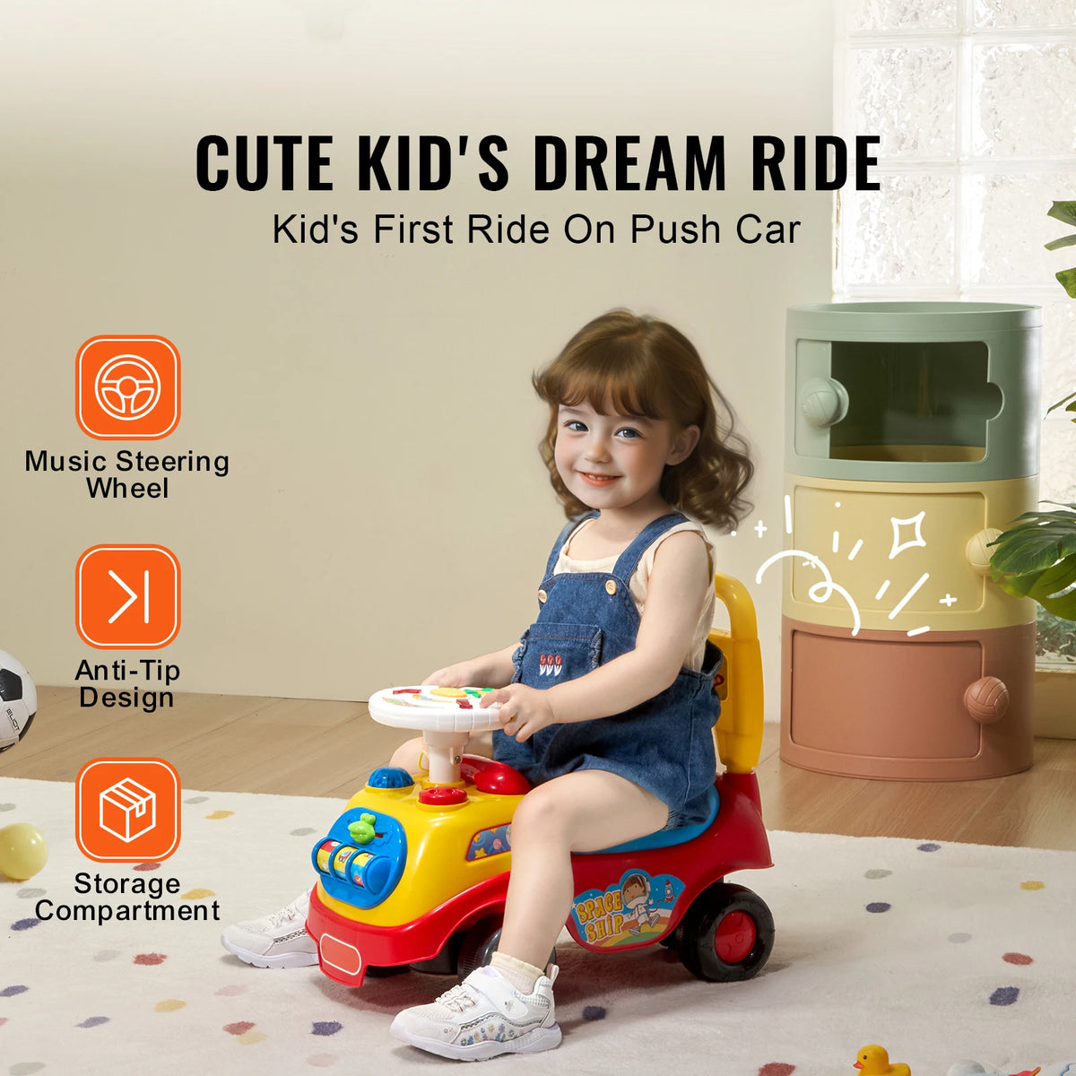 SucceBuy Toddler Ride On Push Car Sit To Stand Toy