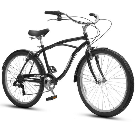 Ecarpat Cruiser Bike for Men and Women, 7-Speed Dual V-Brakes