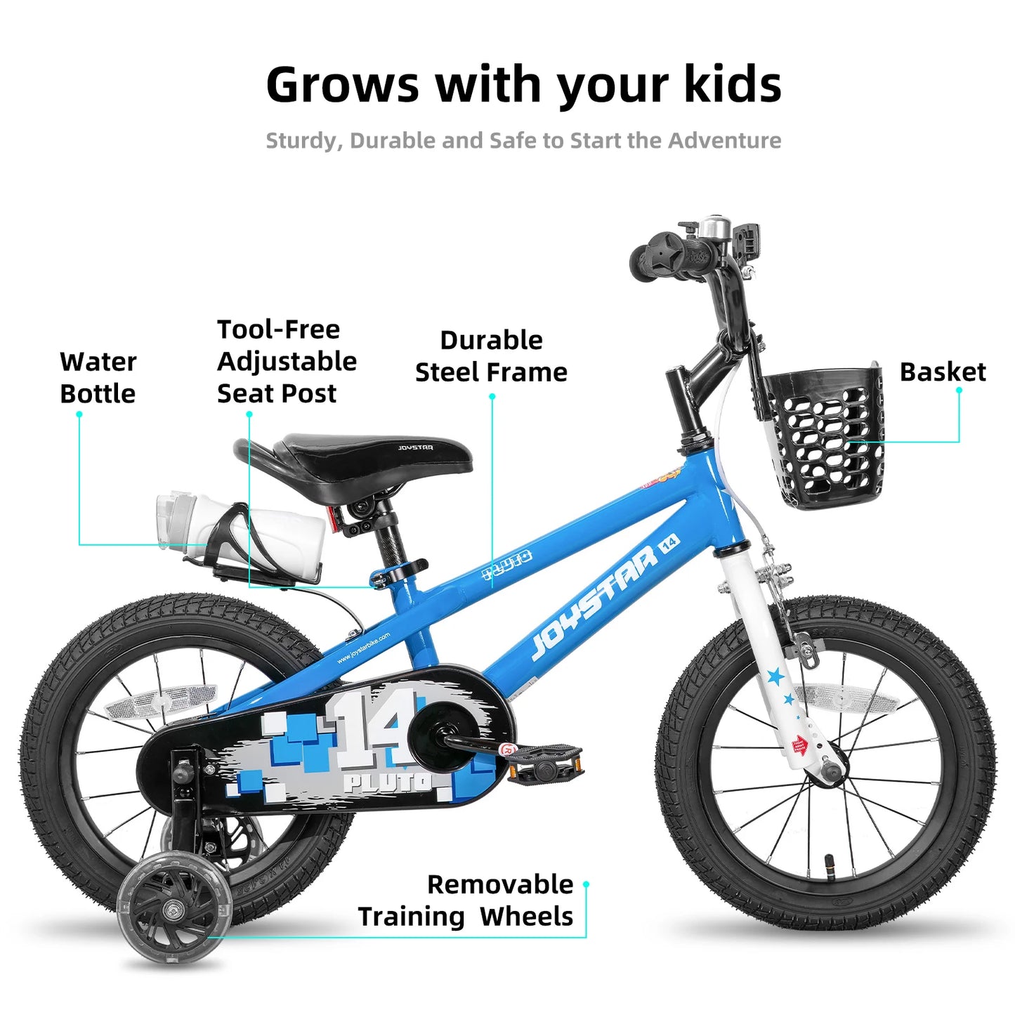 JOYSTAR Kids Bicycle 3-12 With Light Up Training Wheels