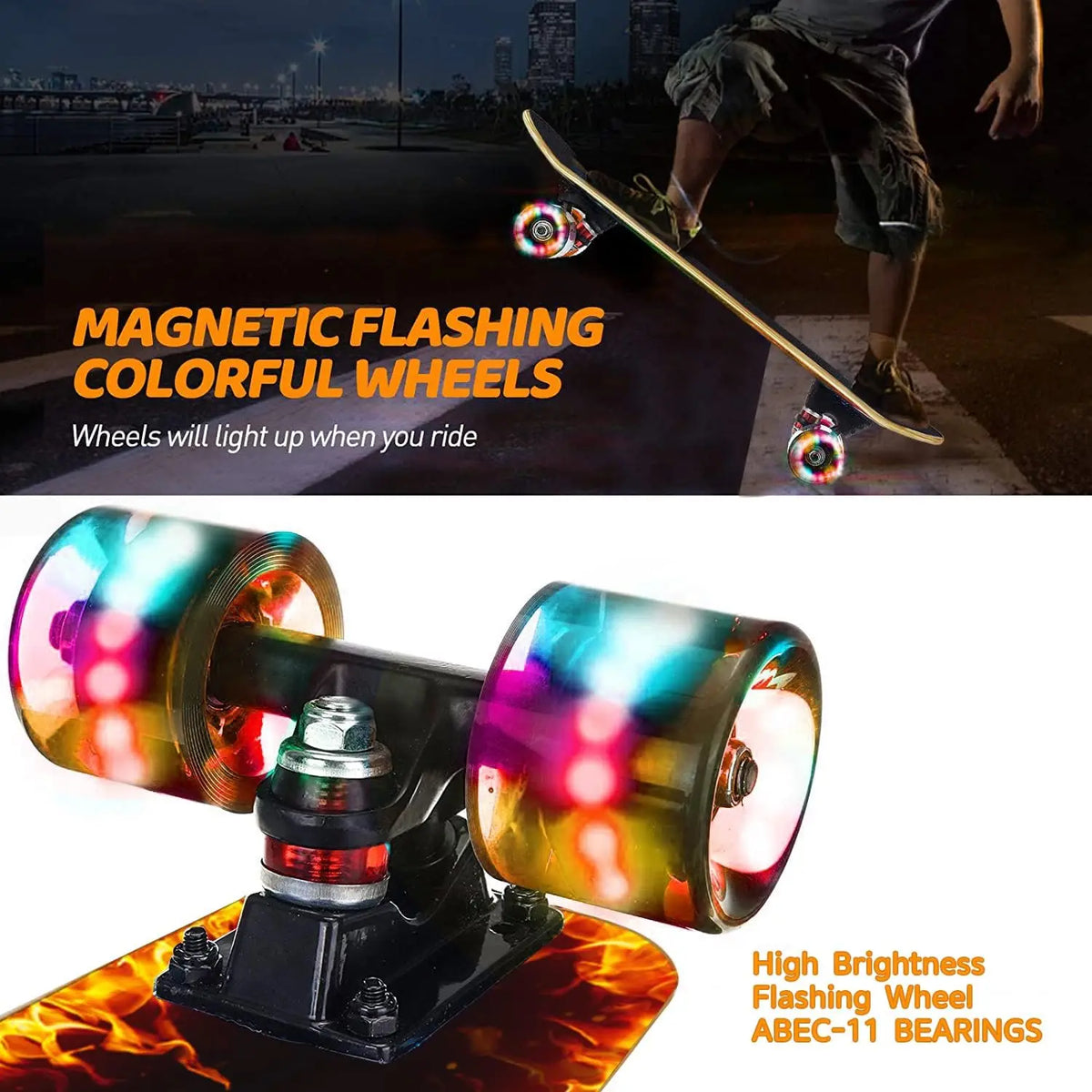 YTYIN Dual Dragon Skateboard With Flashing Wheels For All Ages
