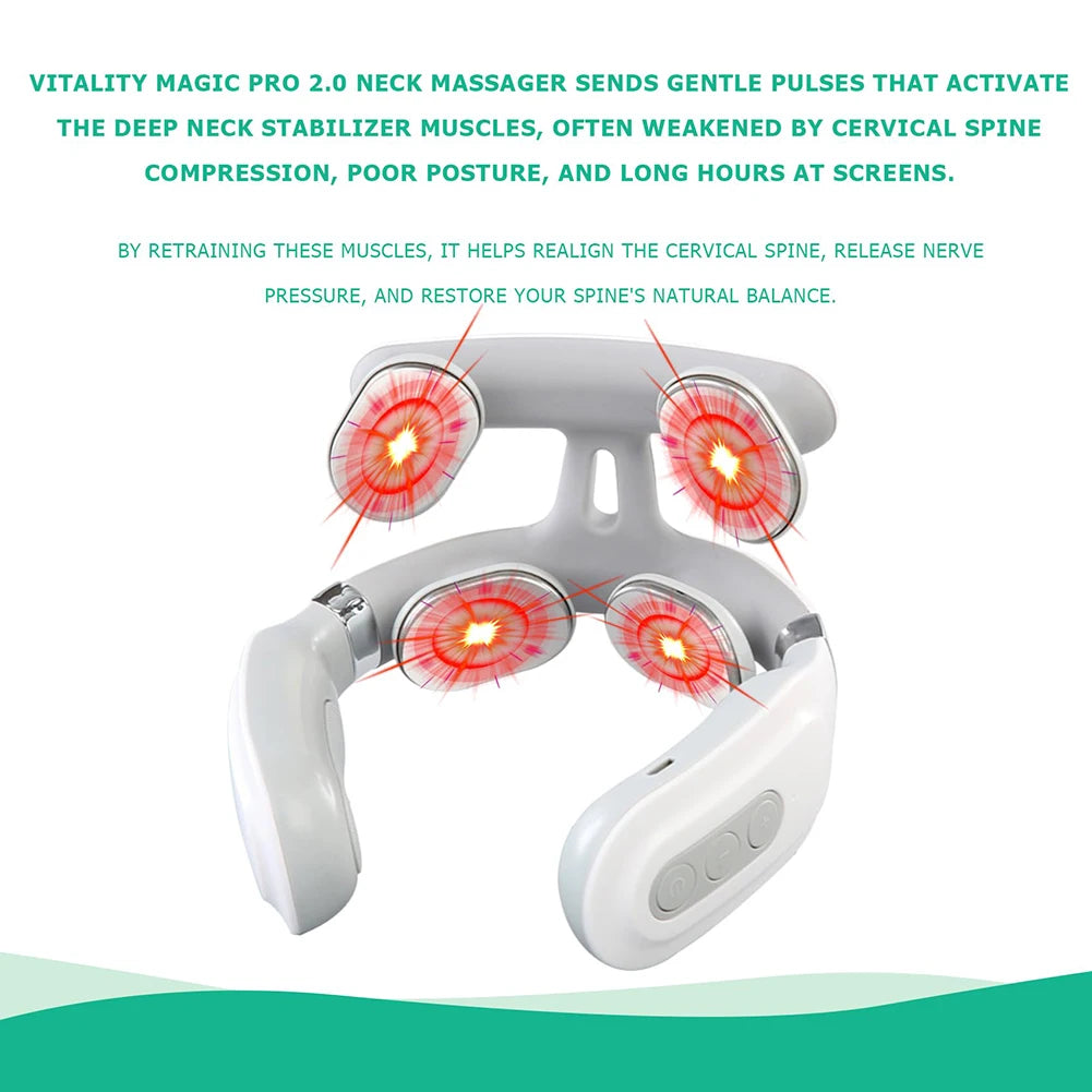 Portable 4 Head Back Massager USB Rechargeable Device