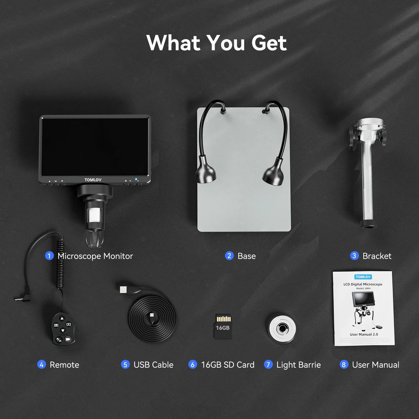 TOMLOV LCD Digital Microscope 1200X HDMI 12MP For Electronics Soldering