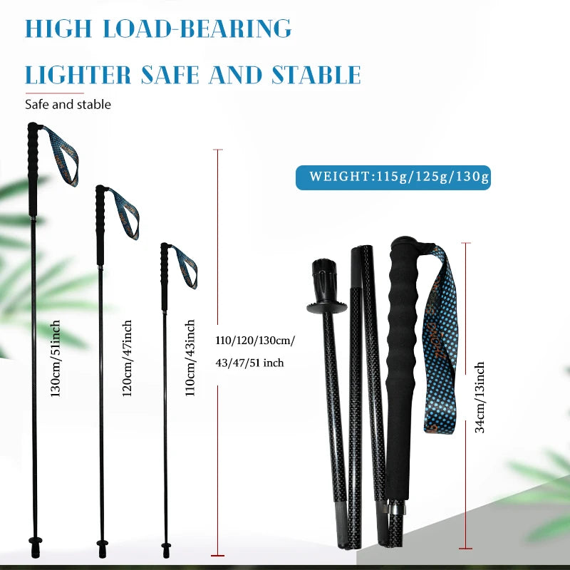 Okhealing T800 Carbon Fiber Trekking Poles Collapsible Hiking Sticks
