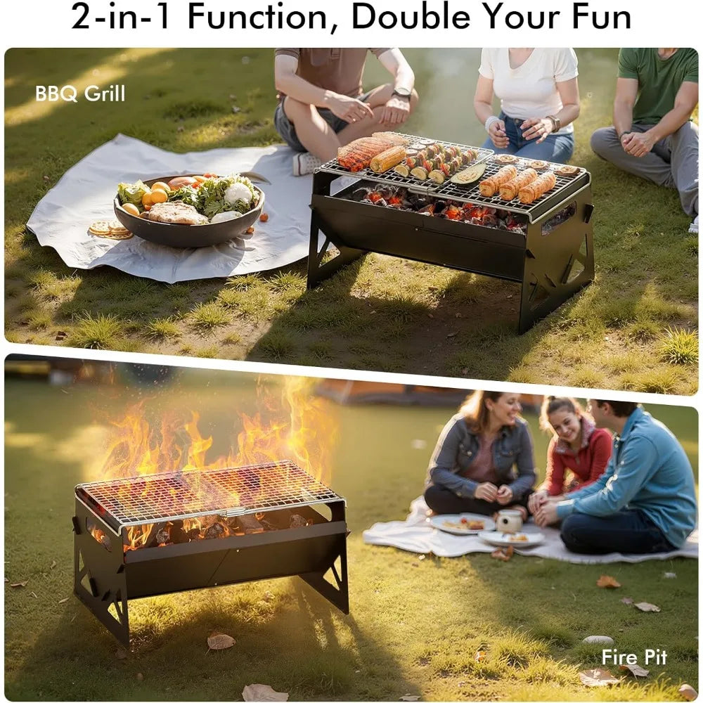 XIUWO Folding Portable Charcoal Grill With Carry Bag Outdoor Cooking