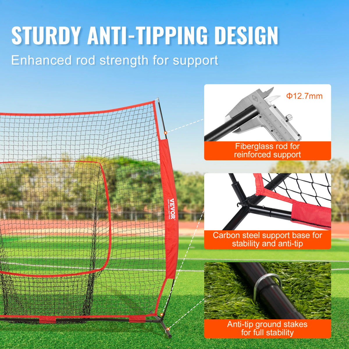 Baseball Softball Practice Net Portable Frame And Stakes