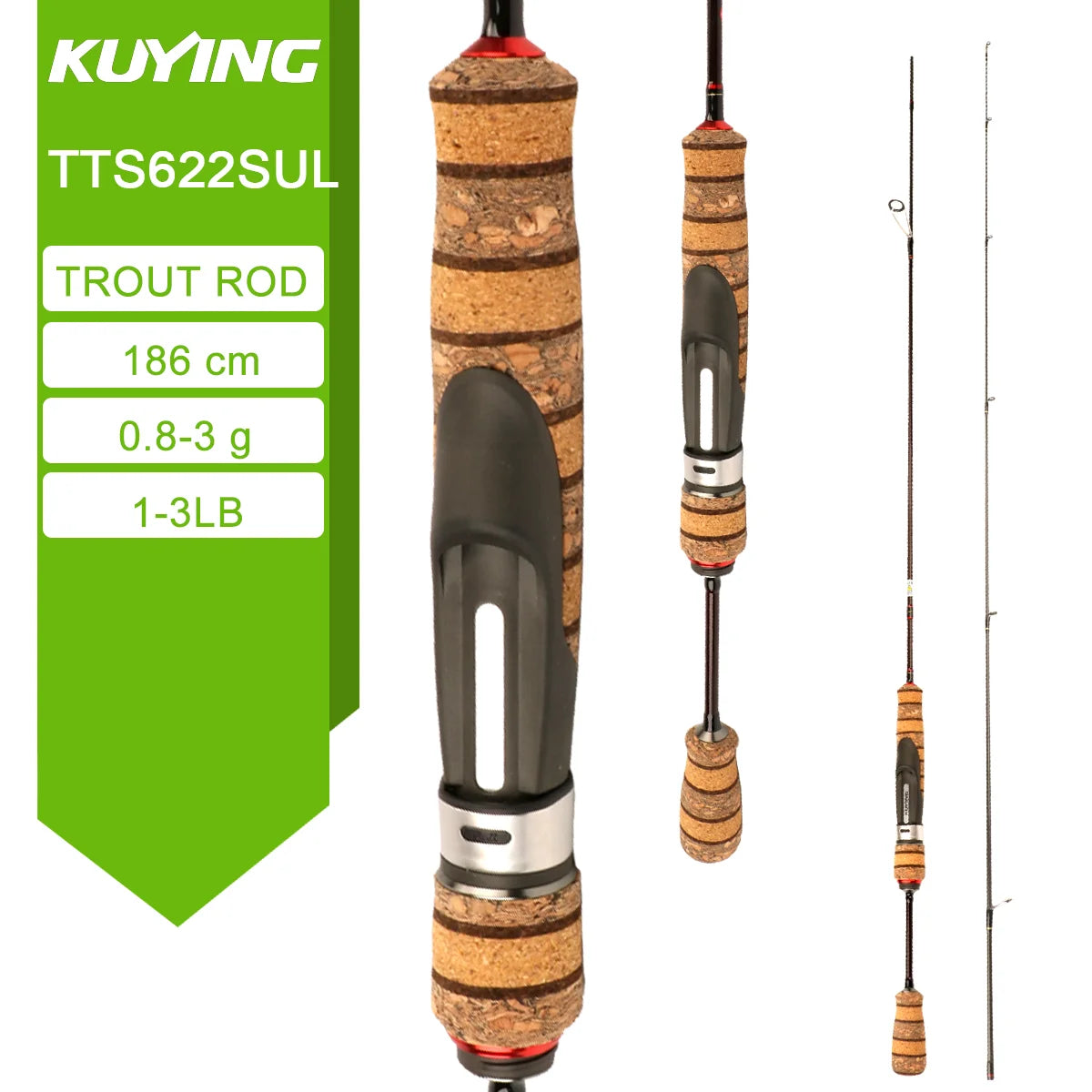 Kuying Fast Carbon Fiber Spinning Casting Lure Rod Graphite Construction