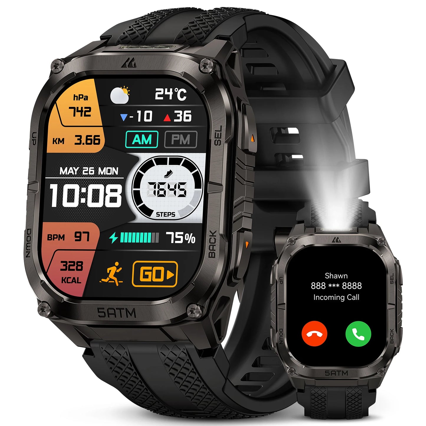 Kospe Tank M4C GPS Smartwatch For Men 5ATM Waterproof
