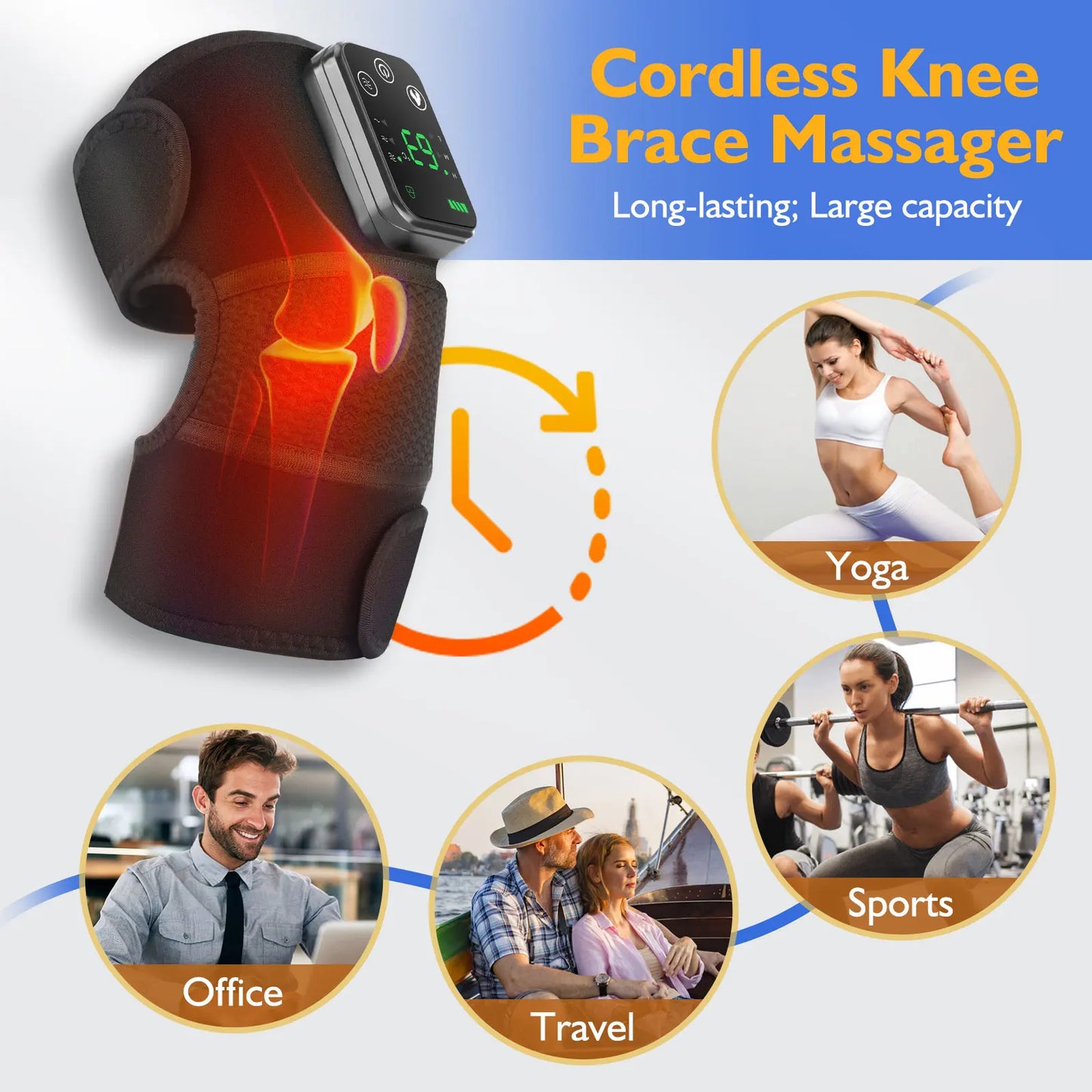 Hailicare Rechargeable Knee Massager With Heating And Vibration