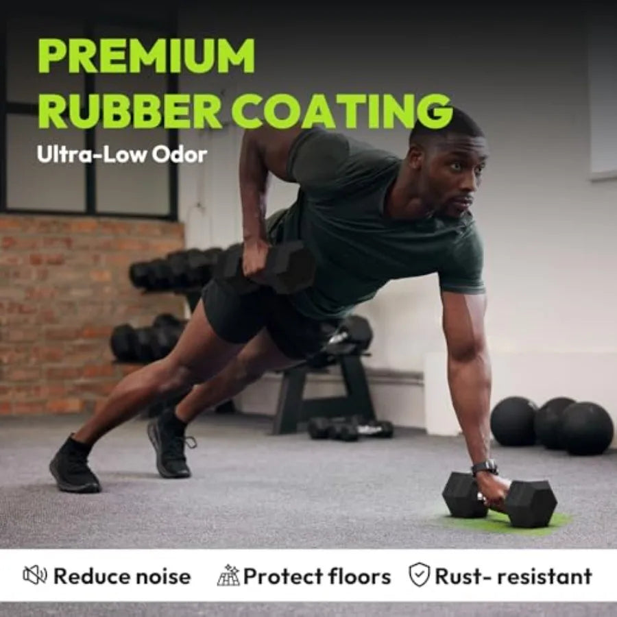 Rubber Coated Hex Dumbbell Set With A Frame Rack 170 Lb