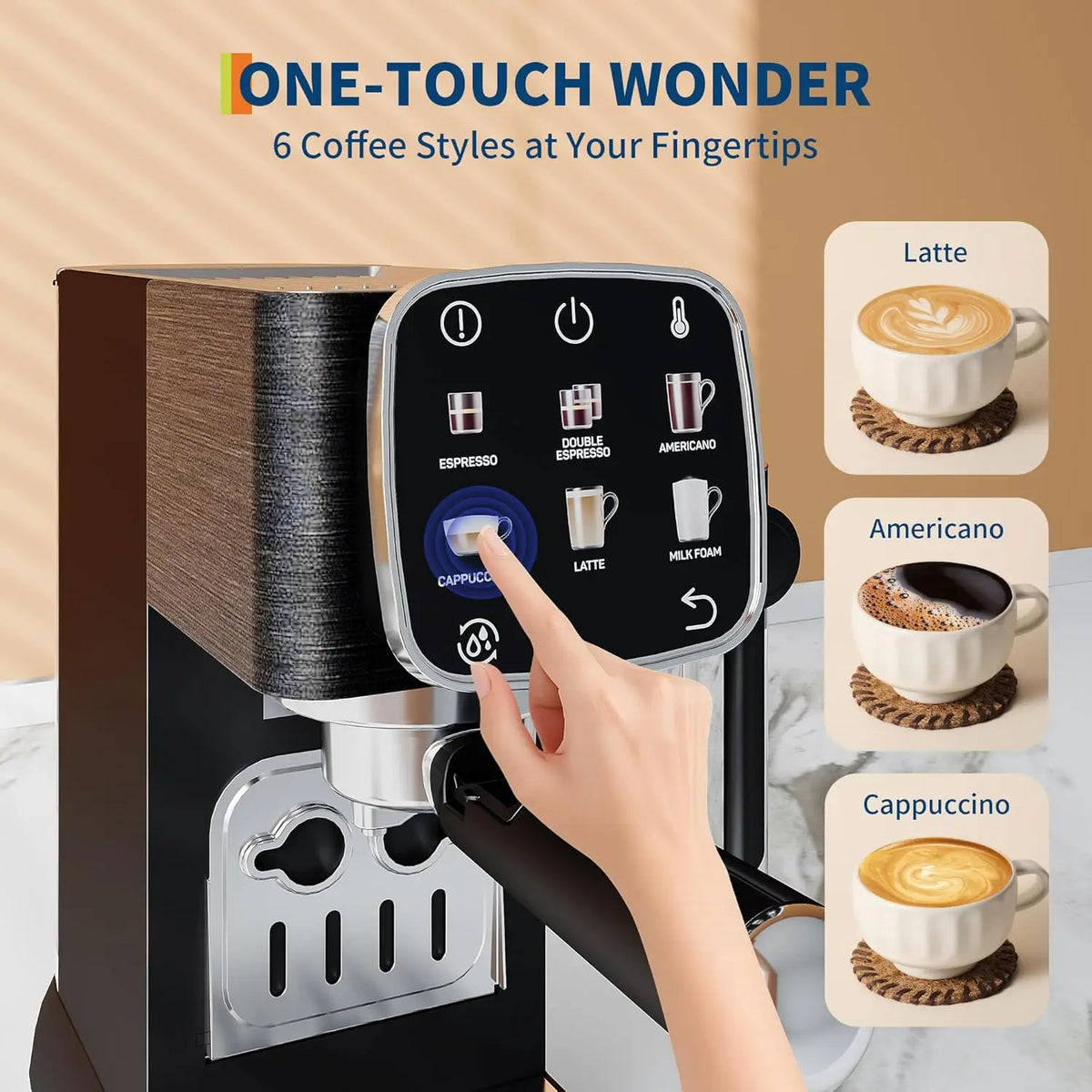 Acekool Fully Automatic Espresso Machine 20 Bar With Touchscreen Frother