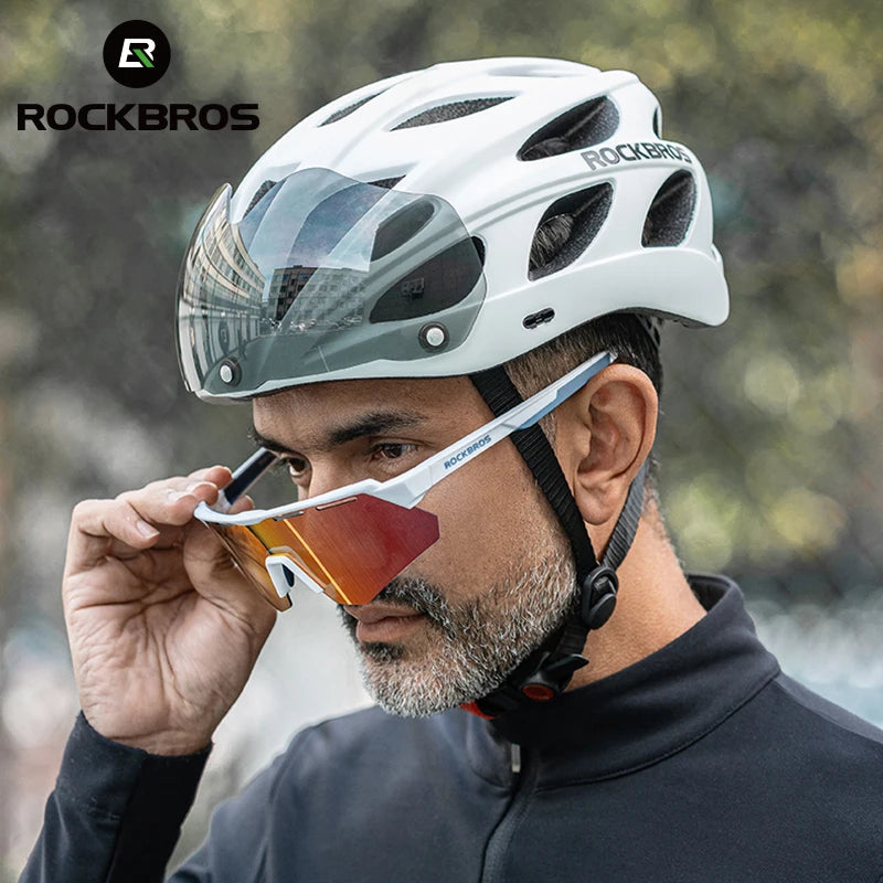 ROCKBROS Cycling Helmet With Integrated Goggles For MTB And Road