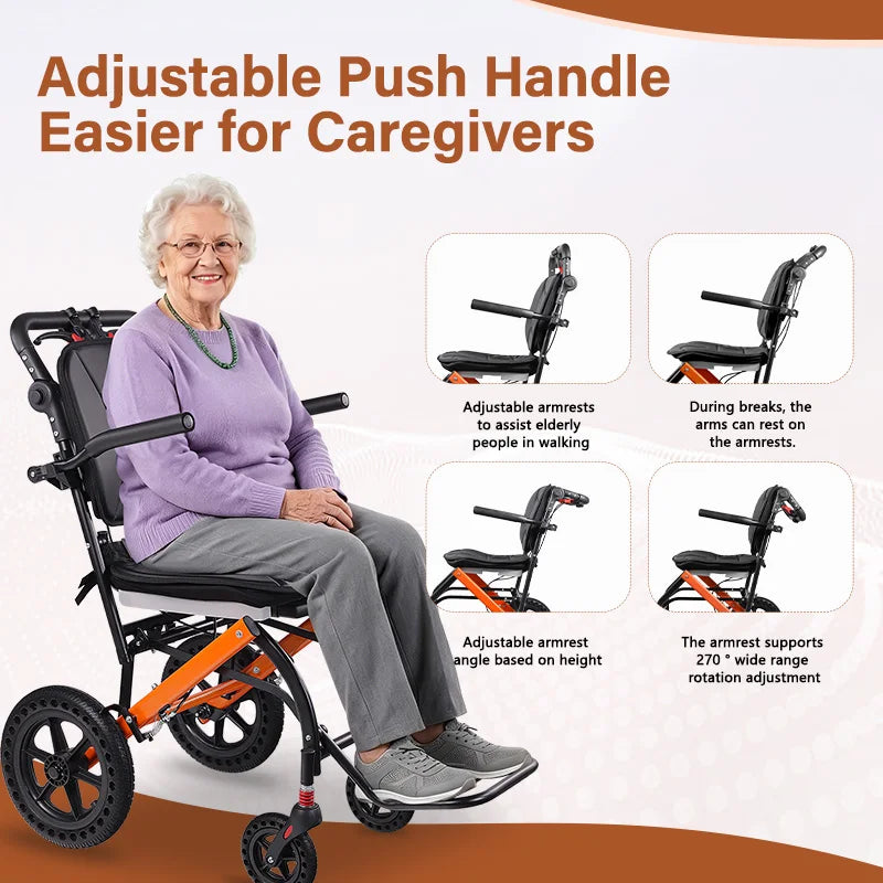 CvitalelPersd Premium Lightweight Transport Wheelchair for Seniors
