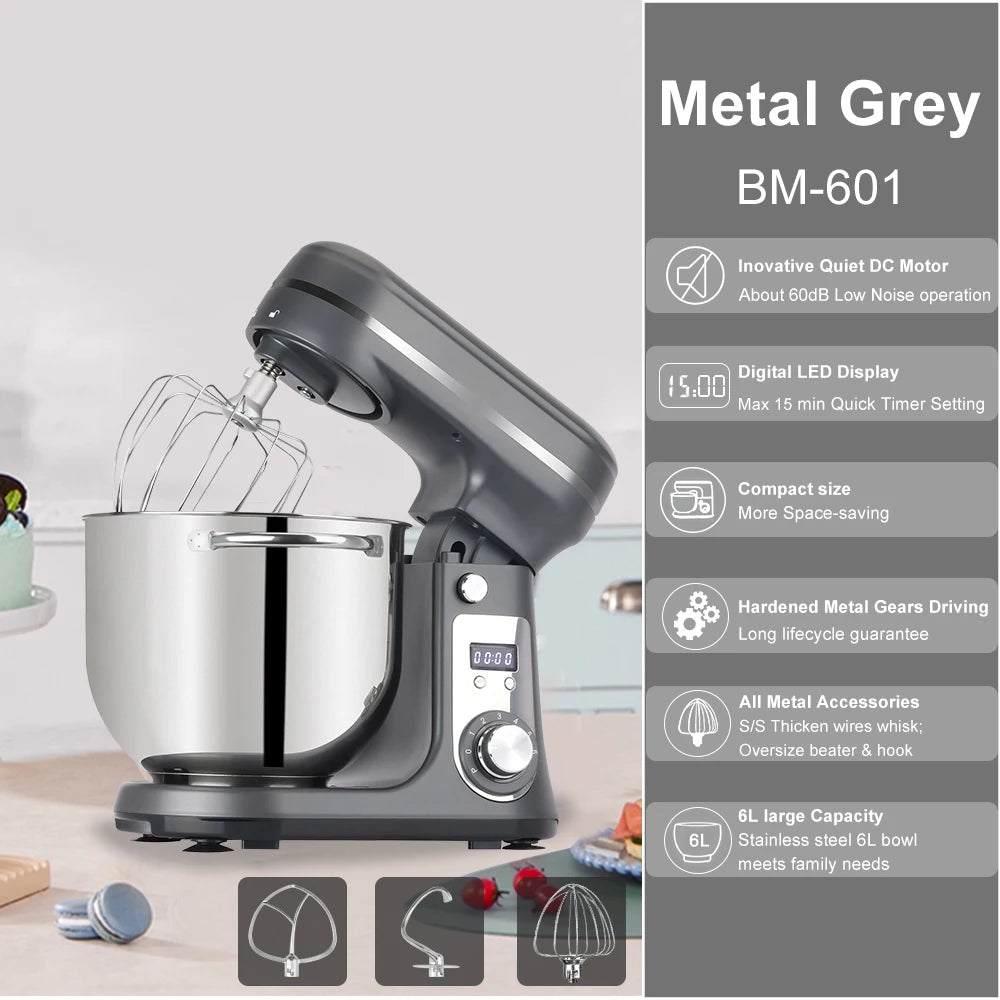 Biolomix 6 Speed Kitchen Stand Mixer Quiet Motor Electric Kneader