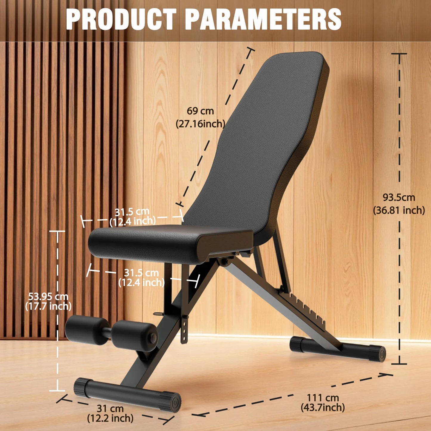 Foldable Weight Bench For Full Body Workout, Adjustable, 1000 Lbs Capacity
