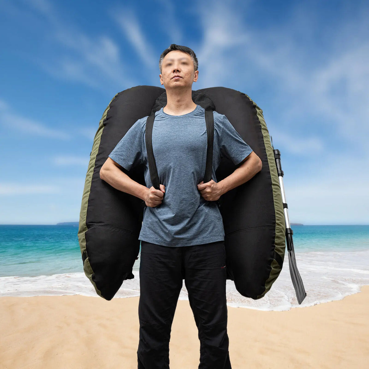 Outdoor Inflatable Fishing Boat With Adjustable Backrest 130kg Load