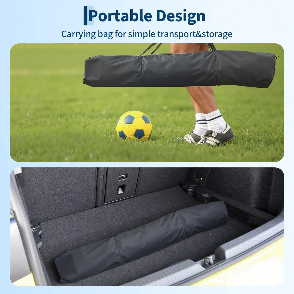 HiMISS Portable Soccer Goal With Foldable Metal Frame And Bag