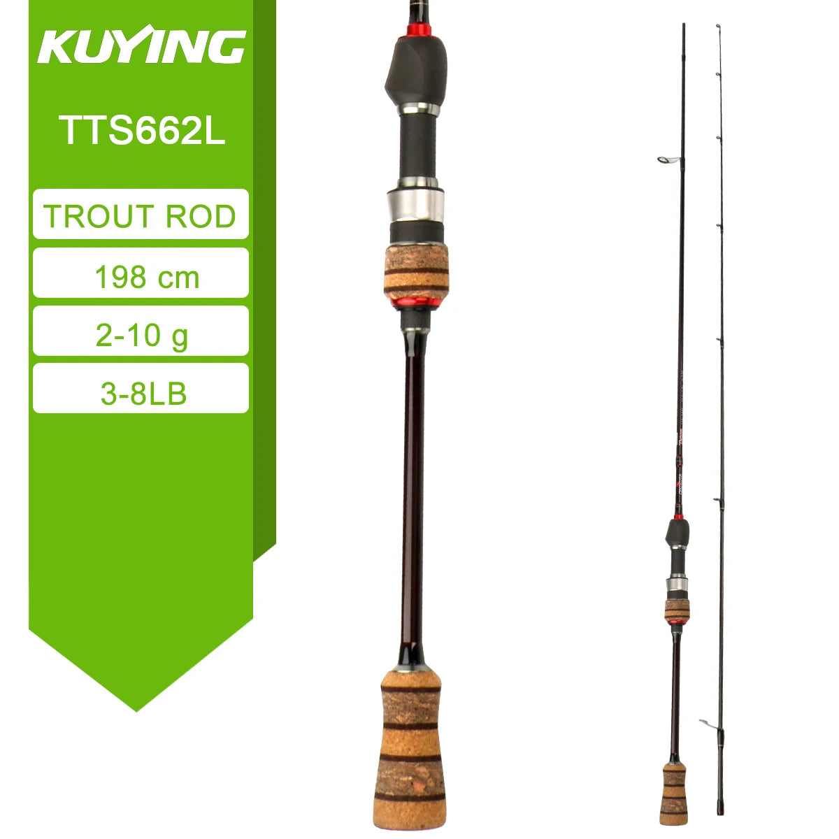 Kuying Fast Carbon Fiber Spinning Casting Lure Rod Graphite Construction