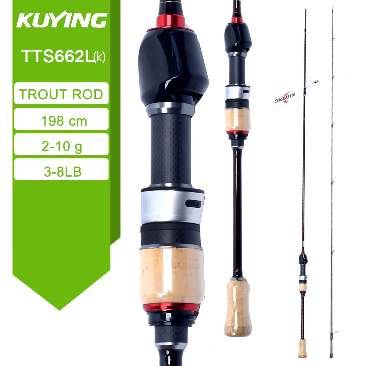Kuying Fast Carbon Fiber Spinning Casting Lure Rod Graphite Construction