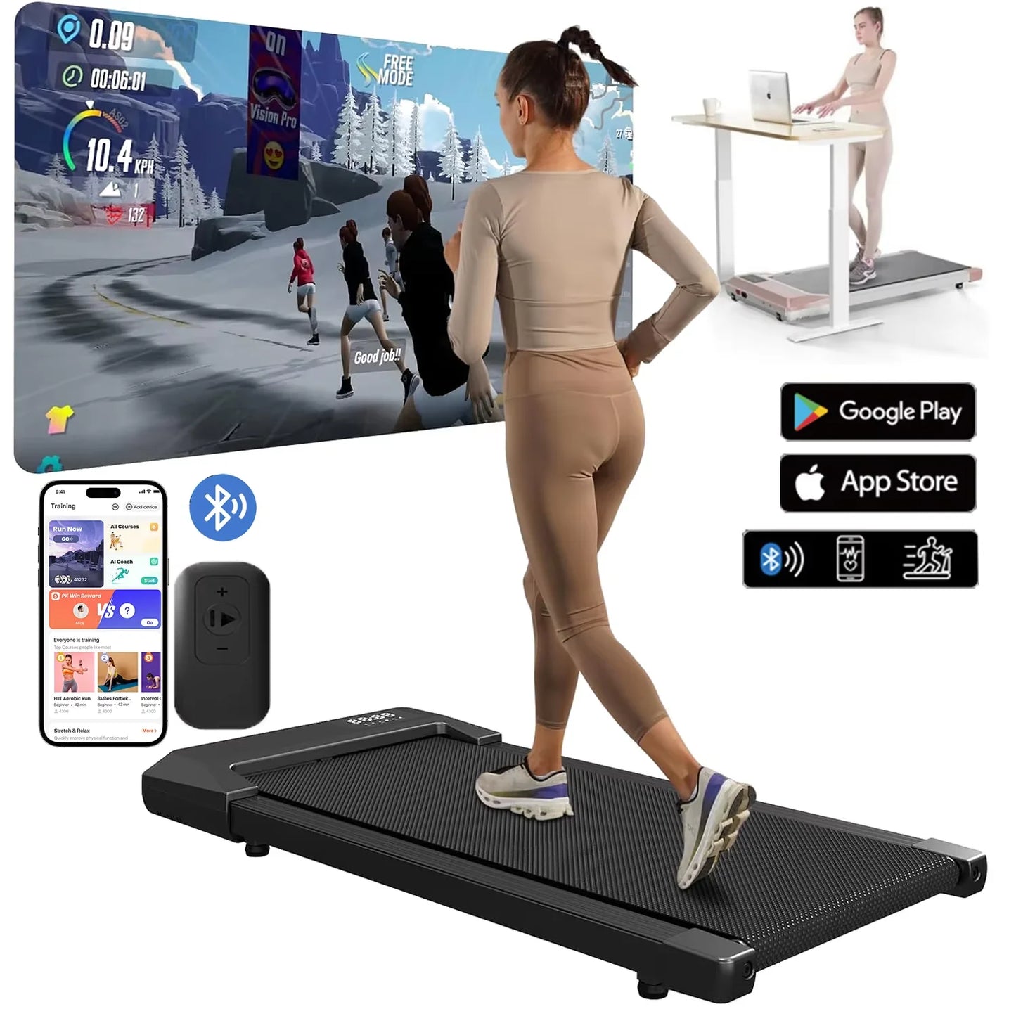 Superun 2in1 Home Treadmill, 2.5HP, 300lb Capacity