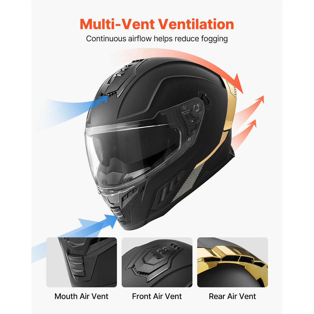 SucceBuy Full Face Motorcycle Helmet Dual Visor Lightweight Comfort