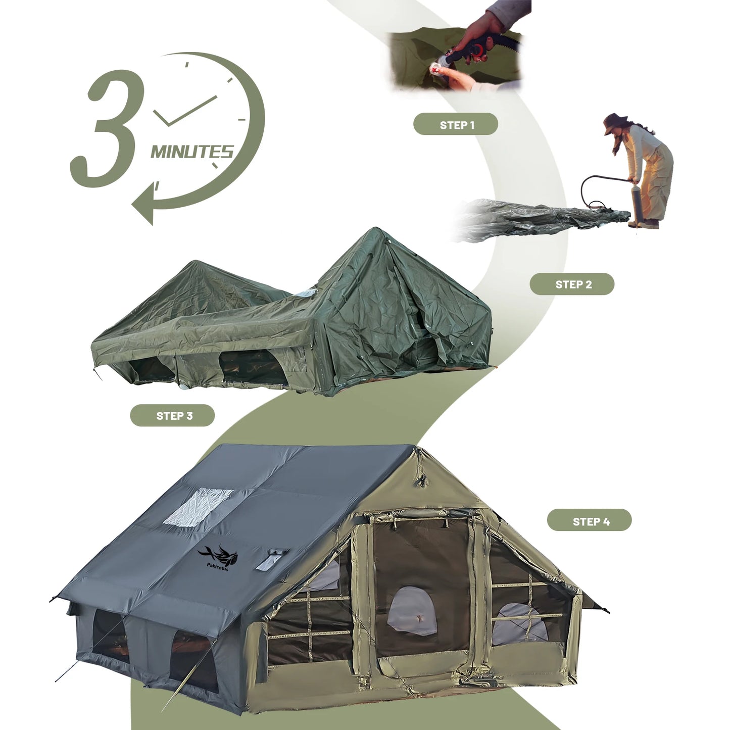 Pakicetus Quick Setup Inflatable Camping Tent