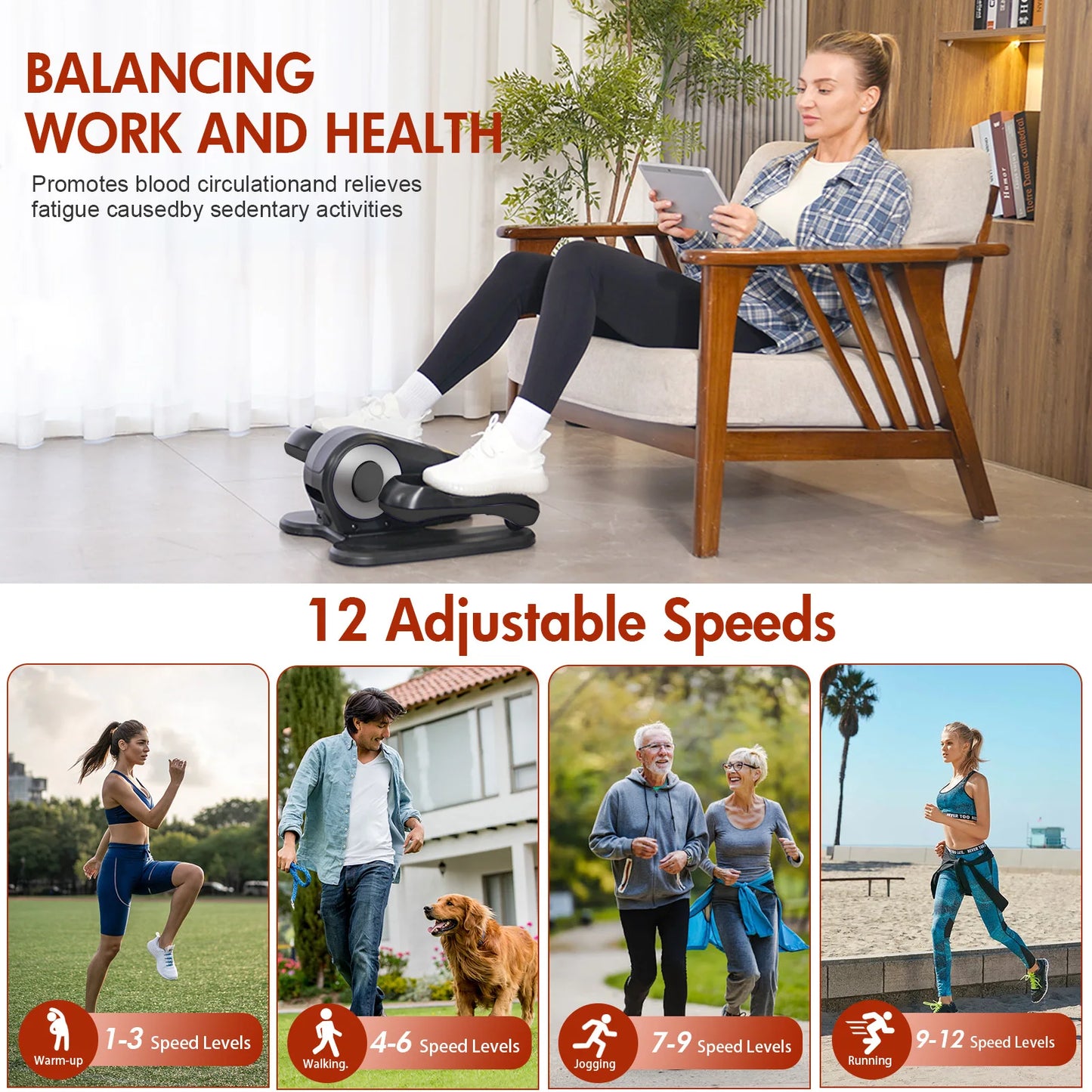 Gamewiu Under Desk Elliptical Mini Leg Exerciser With Remote