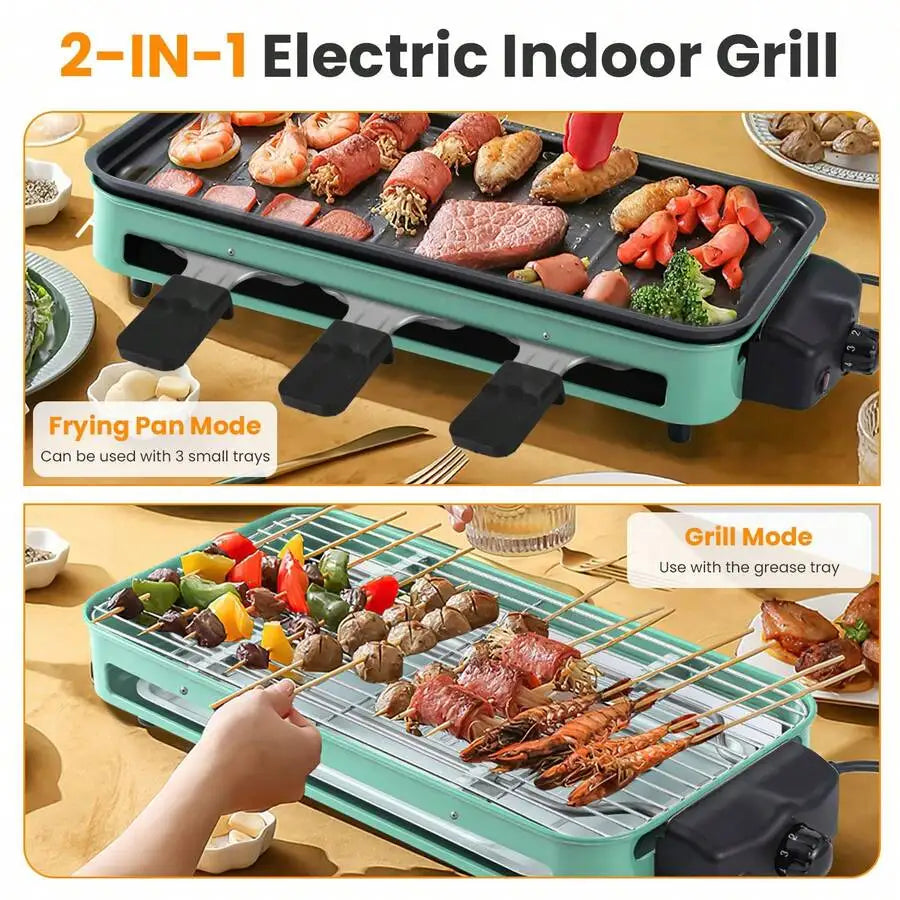 XMSJ 1500W Electric Indoor Grill 2-in-1 With Removable Plate