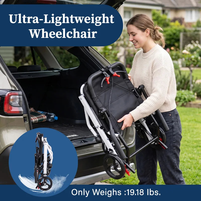 CvitalelPersd Lightweight Foldable Wheelchair for Adults and Seniors
