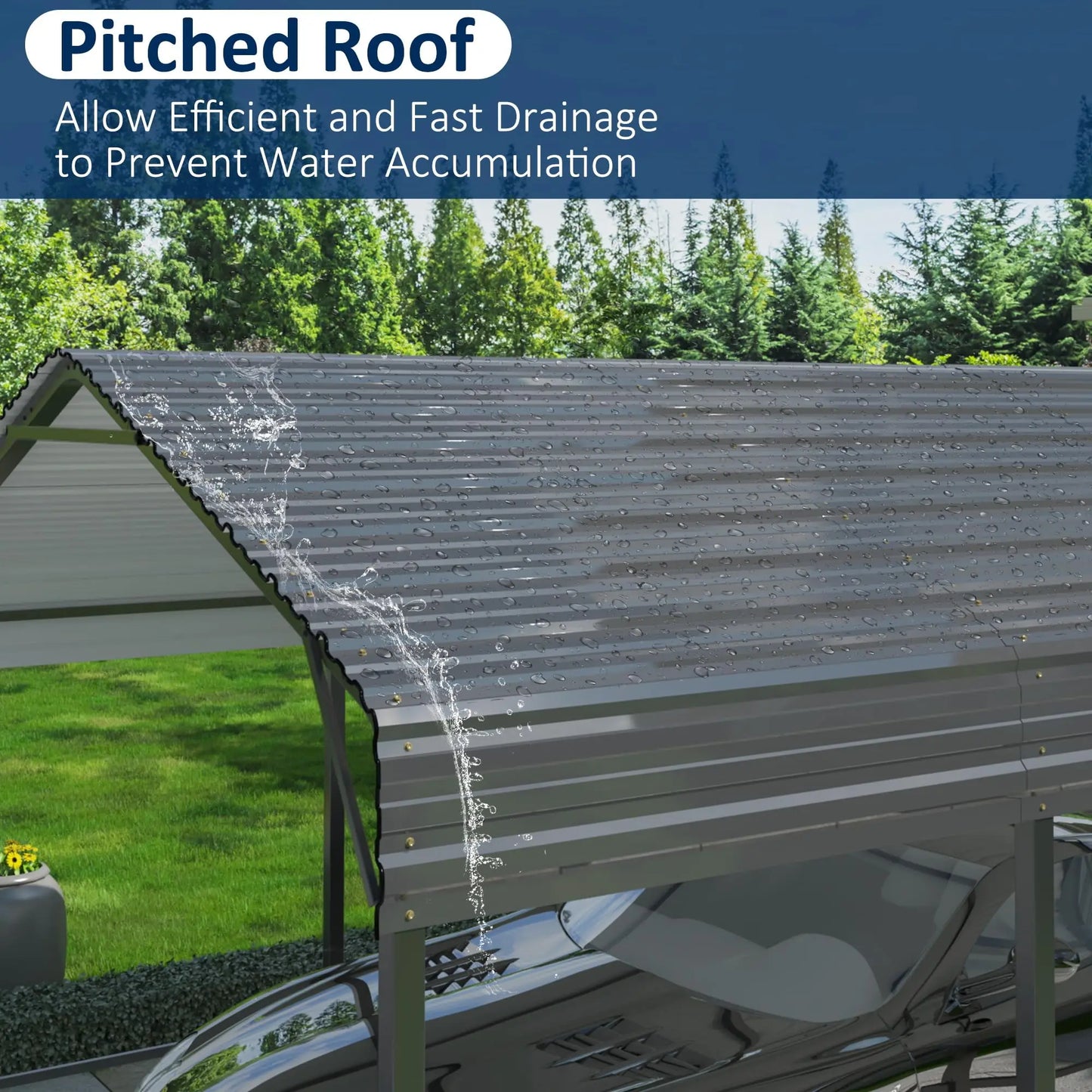 VIWAT Heavy Duty Metal Carport For Patio Or Garden