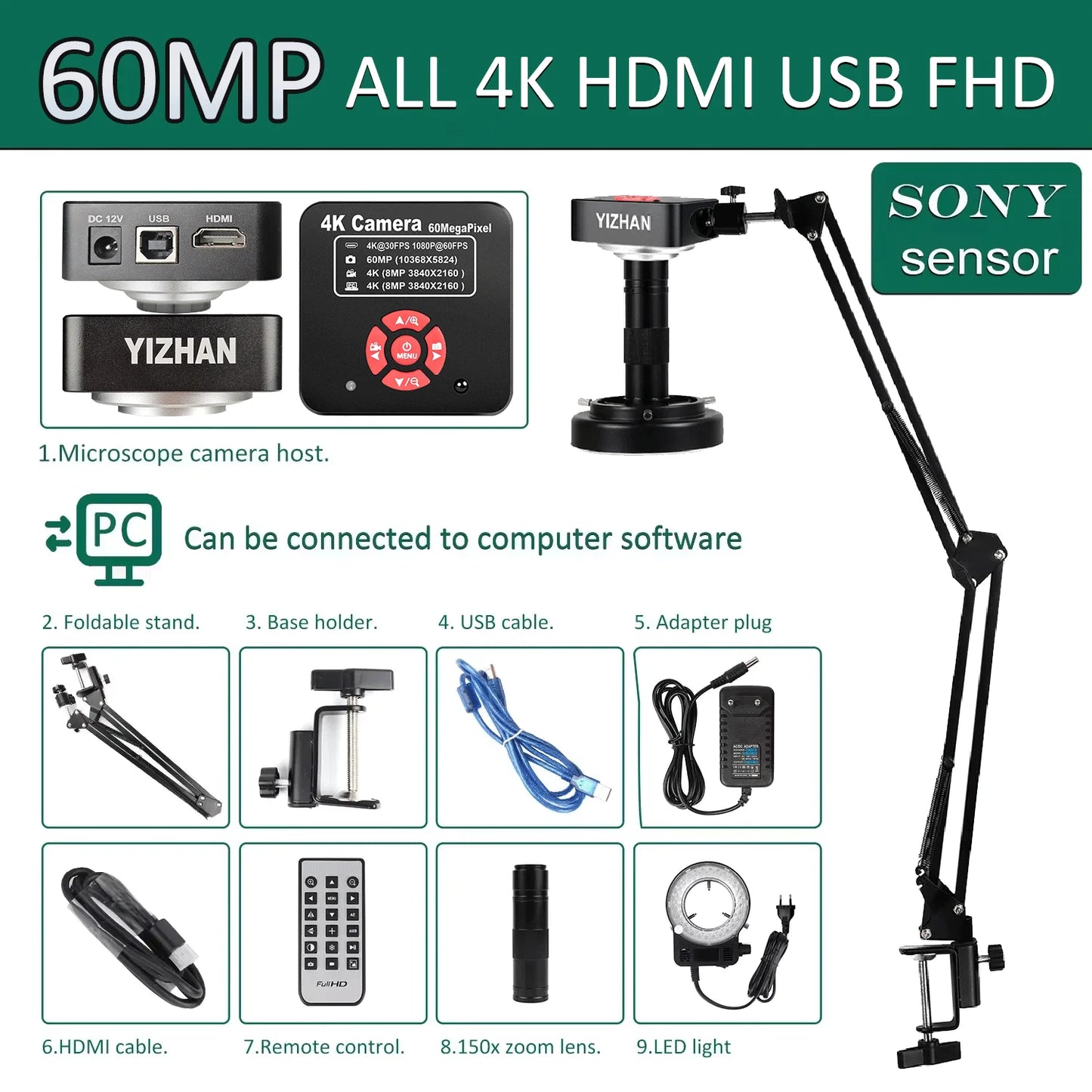 YIZHAN 48MP 4K Soldering Microscope With HDMI USB Camera