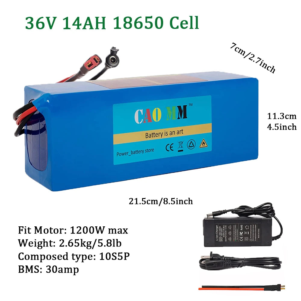CAO MM 36V Ebike Battery 10 20Ah Powering 200 1200W