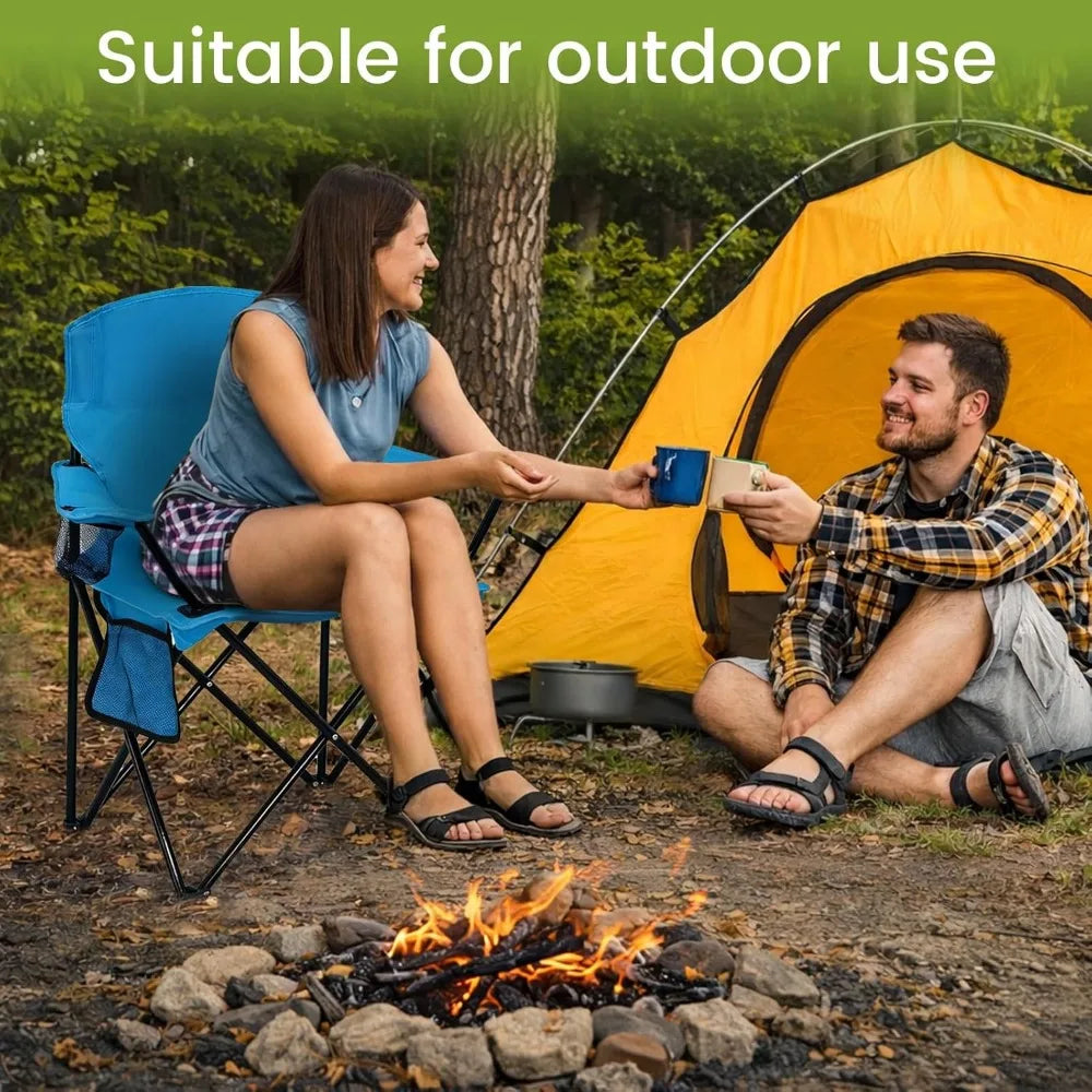 NBVCX Lightweight Folding Camp Chair High Back Cup Holder 300lbs