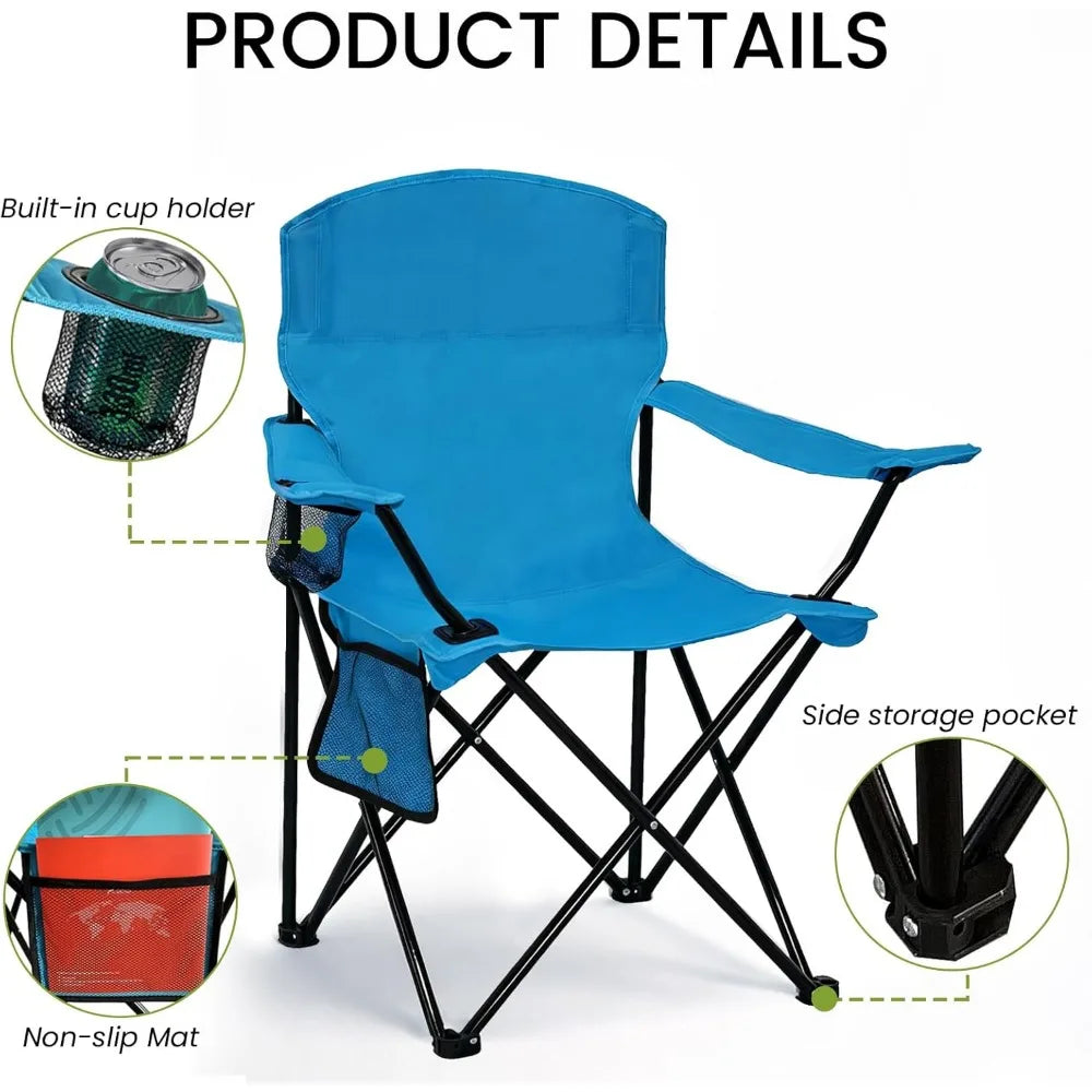 NBVCX Lightweight Folding Camp Chair High Back Cup Holder 300lbs