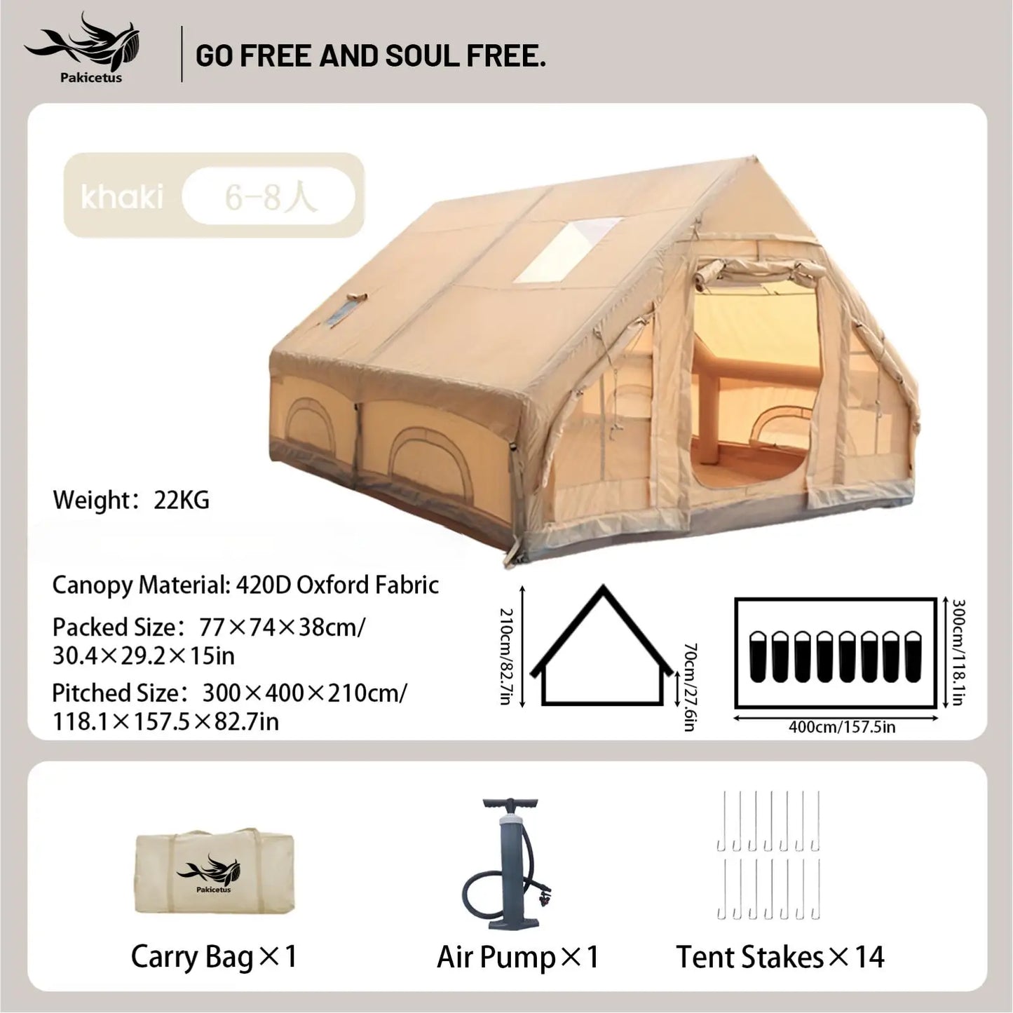 Pakicetus Quick Setup Inflatable Camping Tent