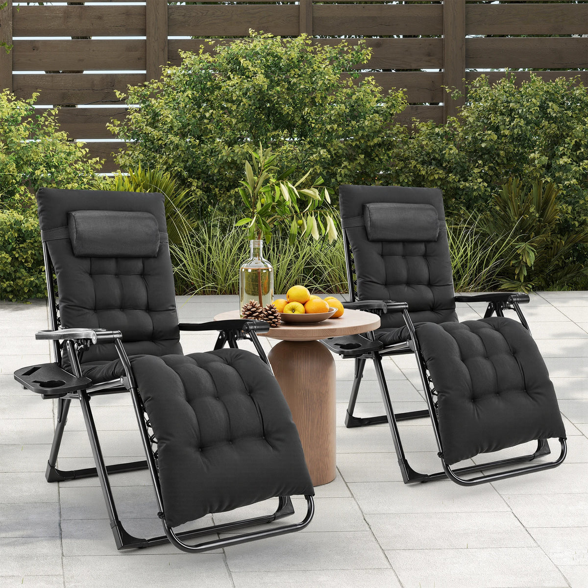 JHK Zero Gravity Recliner Outdoor Lounge Chair With Cup Holder