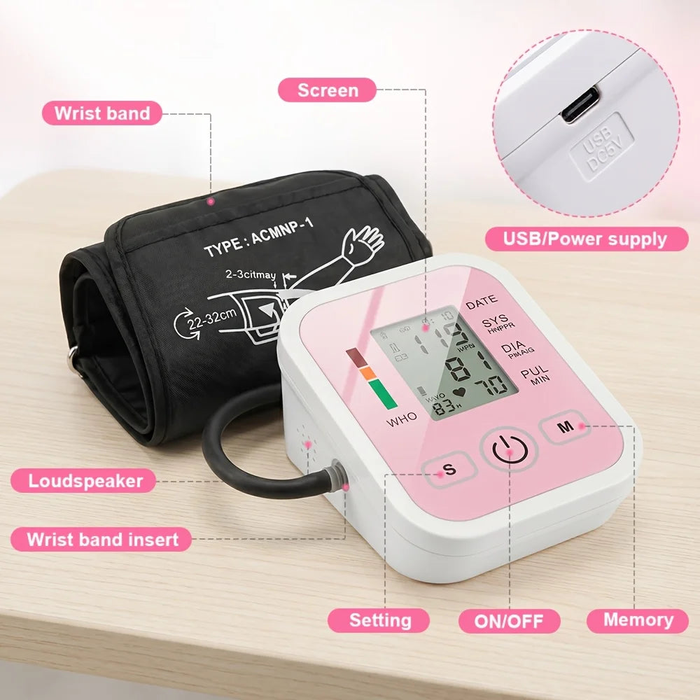 Upper Arm Blood Pressure Monitor With Digital Heart Rate LCD