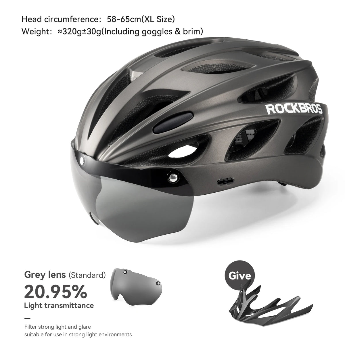 ROCKBROS Cycling Helmet With Integrated Goggles For MTB And Road