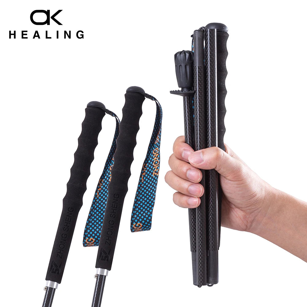 Okhealing T800 Carbon Fiber Trekking Poles Collapsible Hiking Sticks